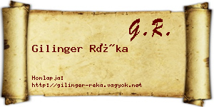 Gilinger Réka névjegykártya
